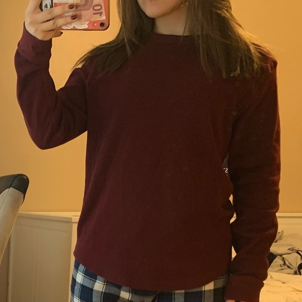 American Eagle Burgundy Waffle Longsleeve
